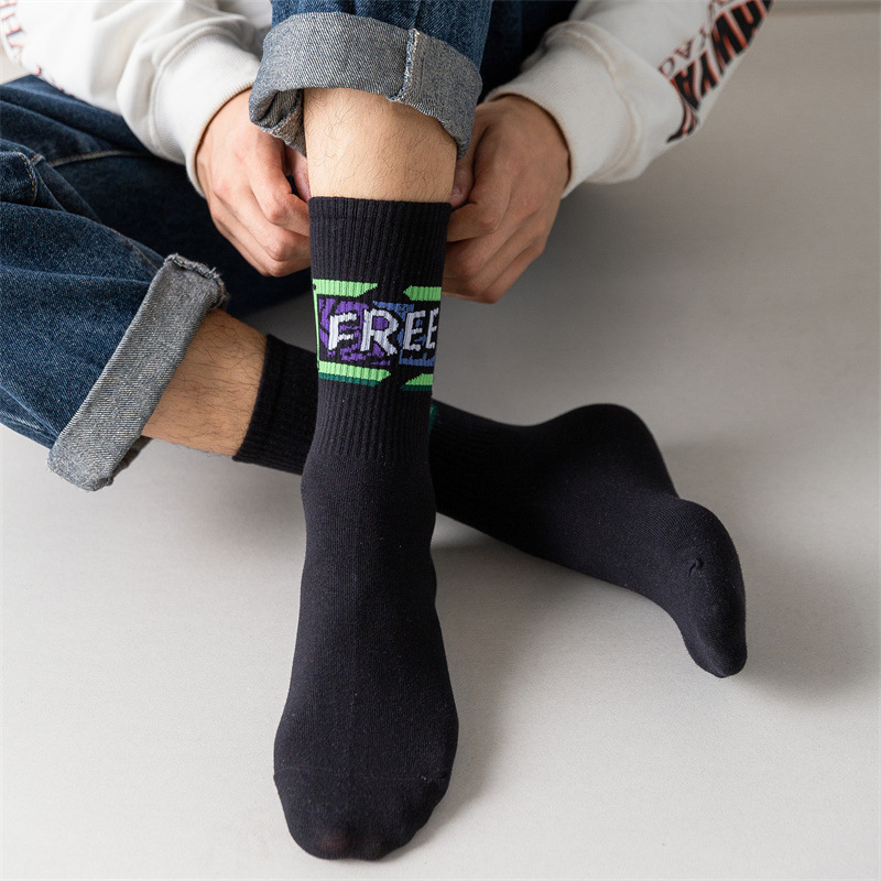 Trendy Socks Men's European and American Street Ins Lovers' Socks Sports Socks Men's Sports Mid-Calf Length College Style Sock