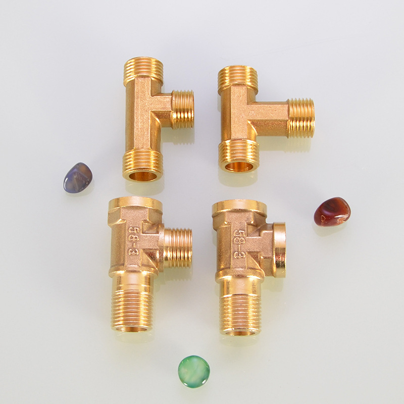 1s7e4分内外牙三外丝加长三通全铜dn15内外螺纹延长铜三通接头配