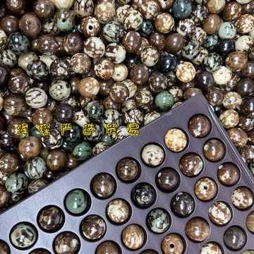 卡13mm天然虎斑菩提diy散珠已打孔手串项链佛珠文玩菩提子其他