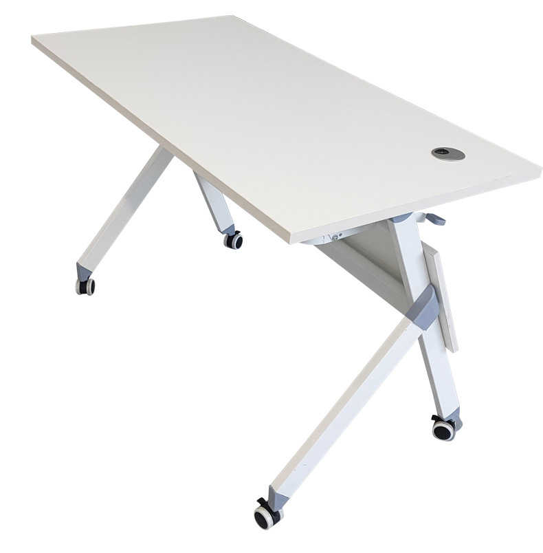 折叠桌移动钢架会议室洽谈多用阅览桌架长条五金配件灰盖人字侧翻