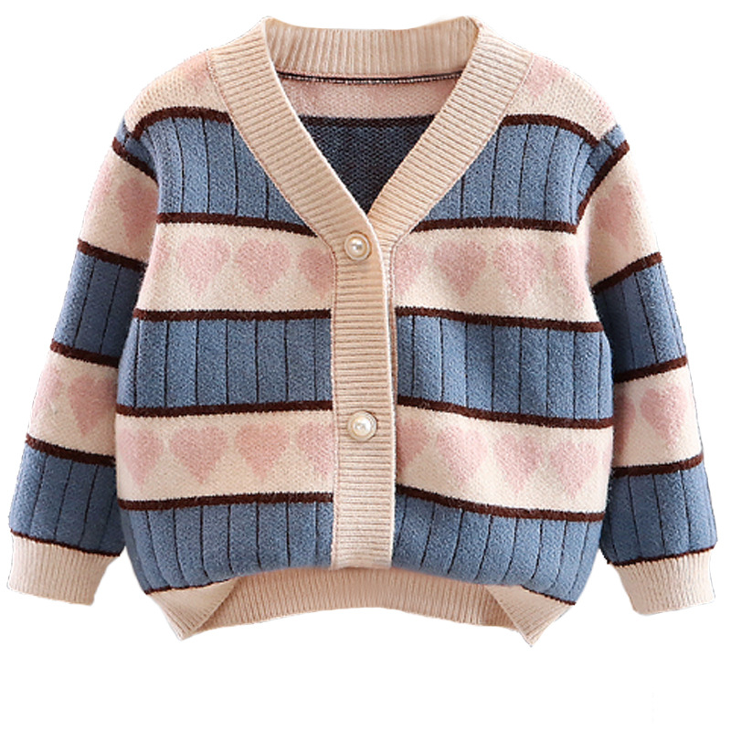 女童毛衣开衫春秋款宝宝针织衫韩版2021新款洋气儿童针织外套秋装