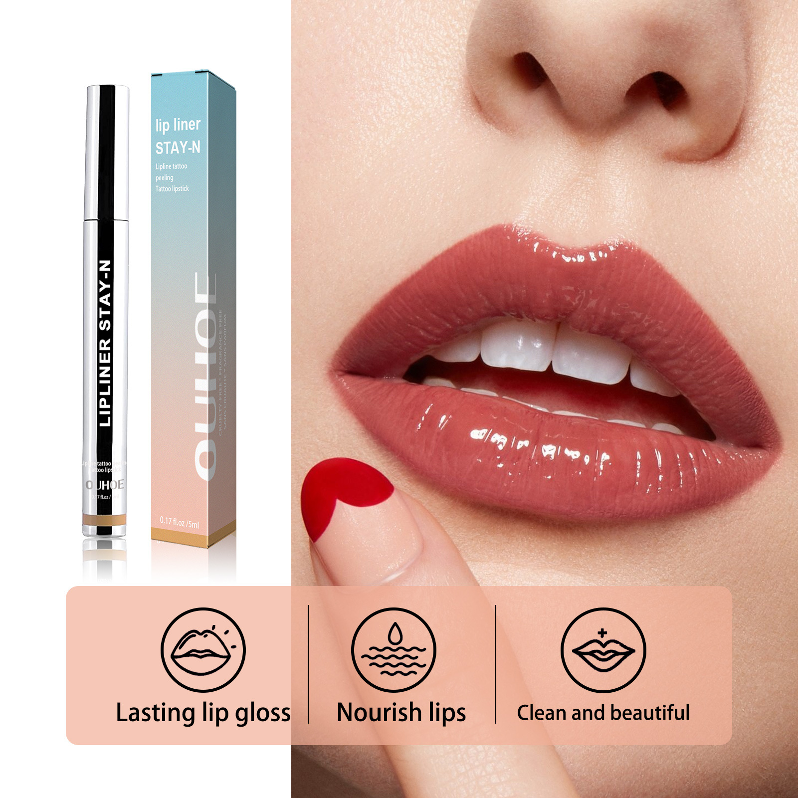 Ouhoe Peeling Lip Liner Lip Lines Lip Lines Plump and Flattering Lip Color