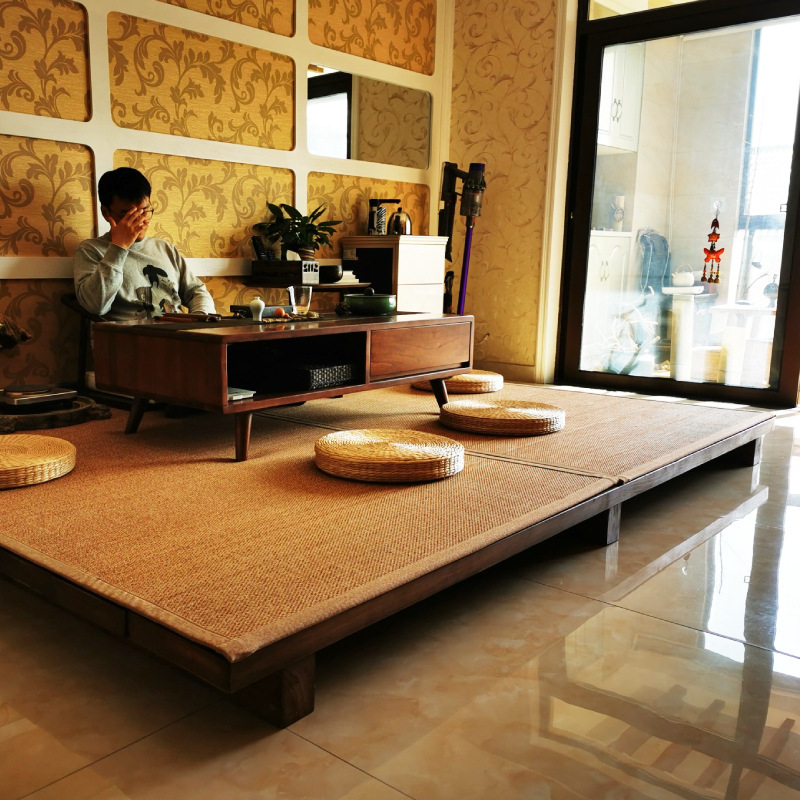 日式榻榻米床实木卧室1.5米1.8米民宿原木头床双人阳台矮地台