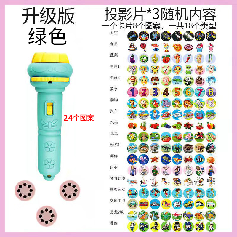 Cartoon Children's Projection Flashlight Mini Projector Early Education Toys for Babies Stall Toy Gift Cross-Border Wholesale