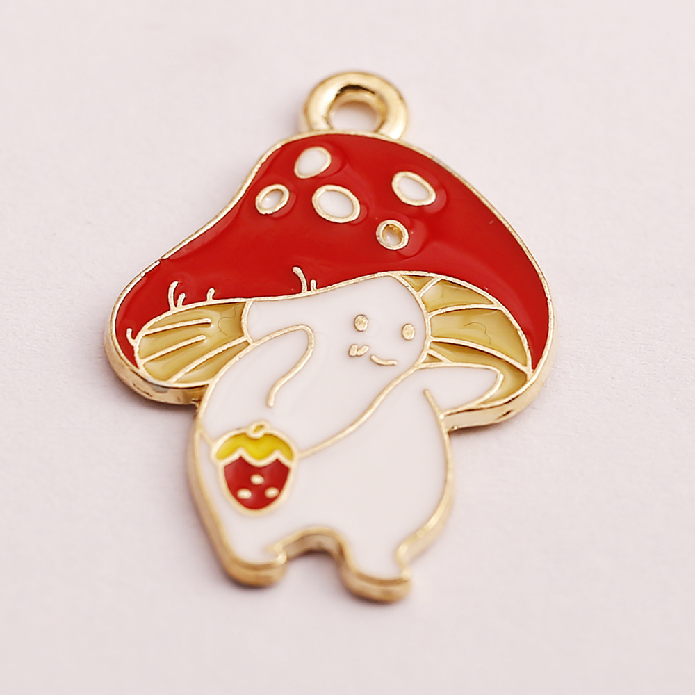 Mushroom Elf Diy Alloy Accessories Dripping Oil Ornament Earring Pendant Key Ring Pendant Hair Accessories Semi-Finished Products