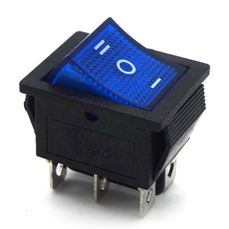 供应六脚船型开关 kcd4带灯船型开关三档翘板开关16a250v/20a125v