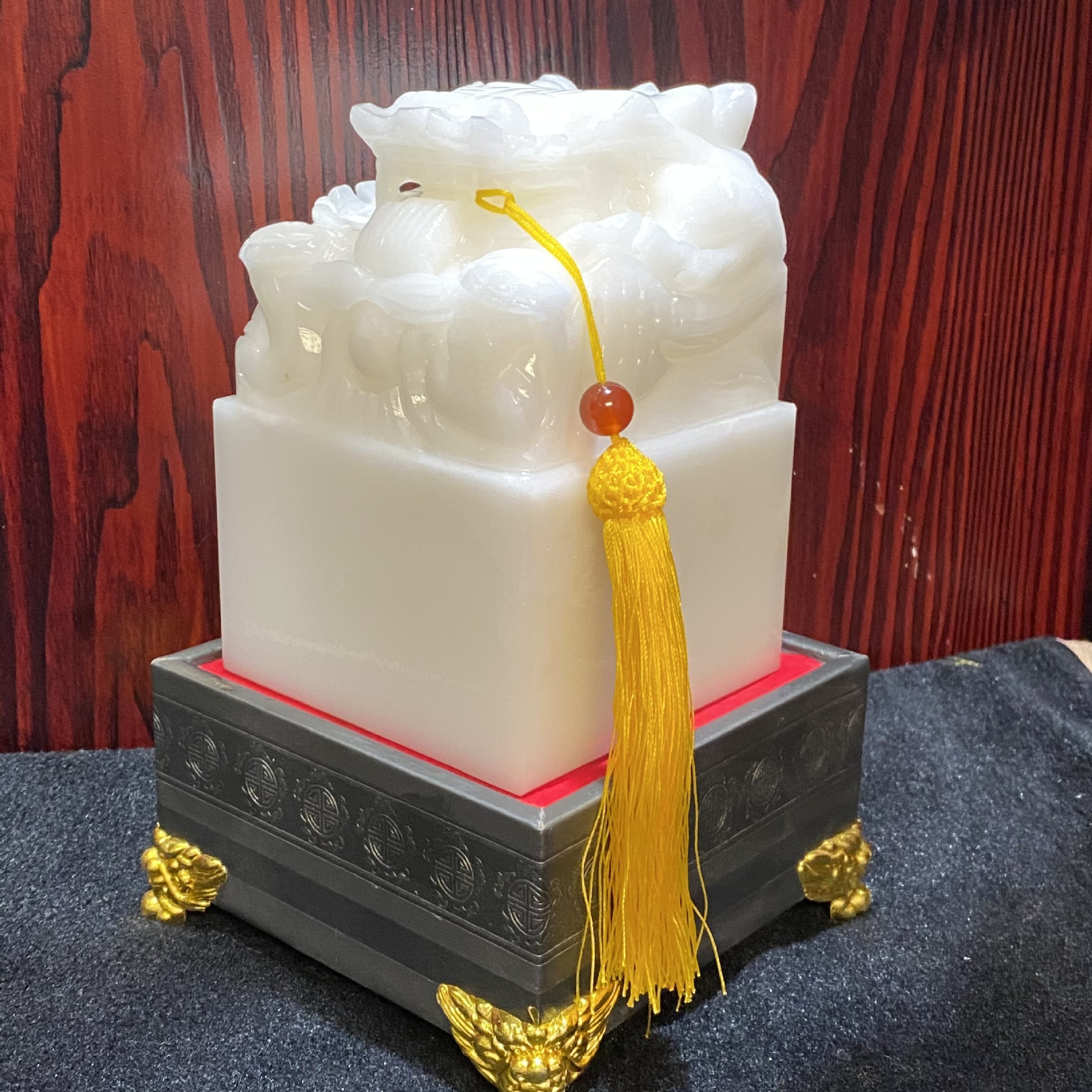 真玉石印章 白玉龙头玉玺雕刻工艺品商务礼品摆件刻字书画纪念品