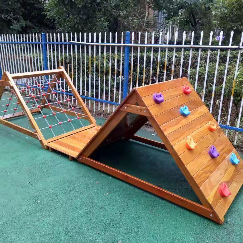 幼儿园户外木质上刀山组合儿童实木儿童攀爬架儿童攀爬玩具黄花梨