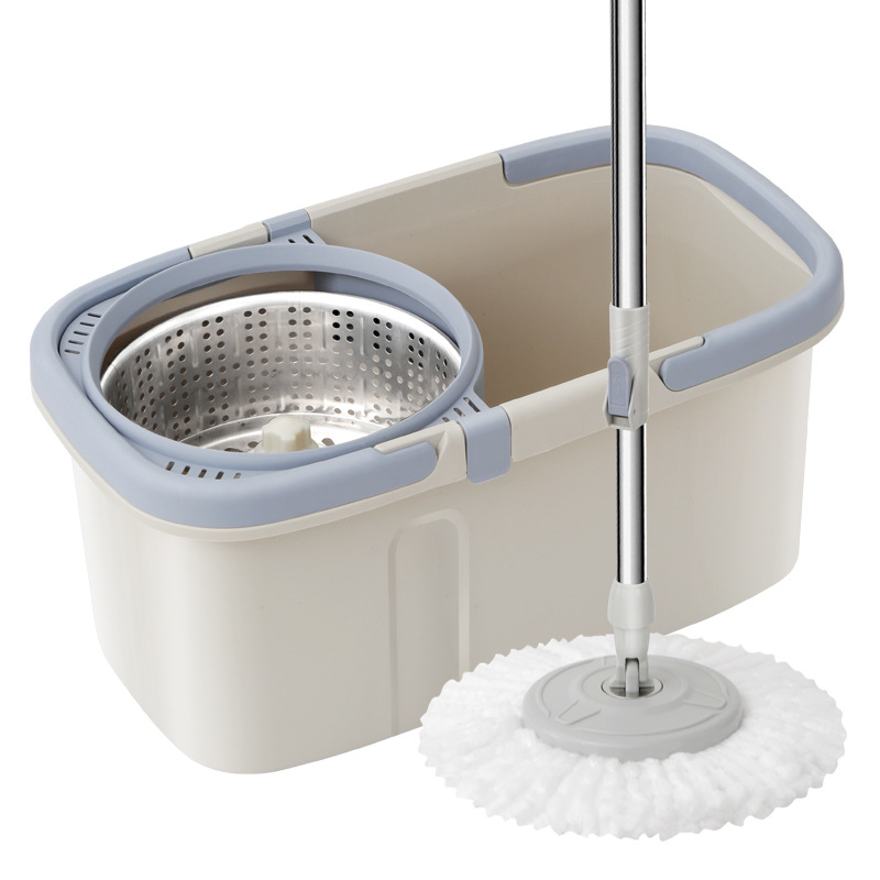 Double Lift Square Bucket Speed 8-Word Bucket Rotary Mop Bucket Single Bucket Mop Bucket Factory Hand Wash-Free Household Mop Spin-Dry Mop