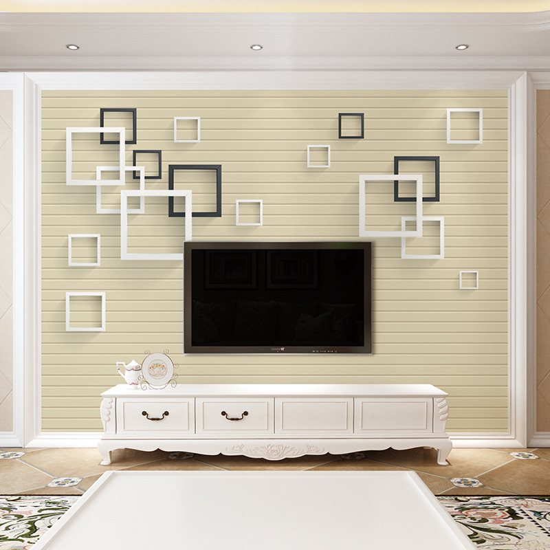 北欧电视背景墙壁纸现代简约客厅卧室装饰墙纸9d框框壁画影视墙布