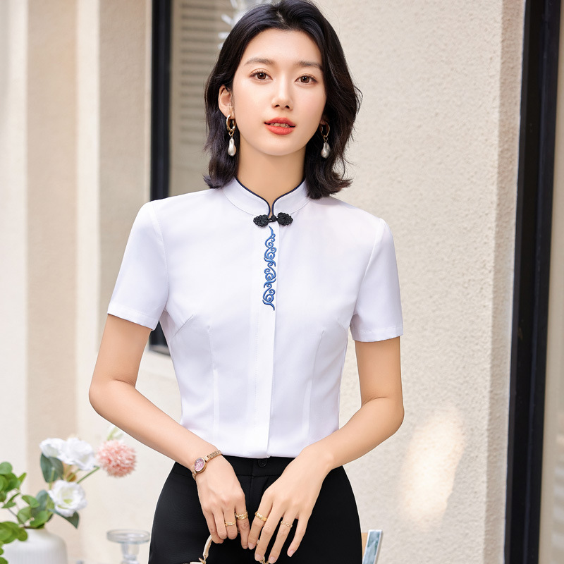 空姐制服职业女装夏季短袖衬衫套装酒店前台接待珠宝店餐厅工作服