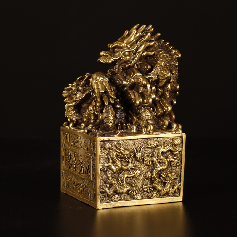 九龙金玺铜九龙印九龙玉玺风水摆件纯铜龙印摆件金龙玉玺印章大号