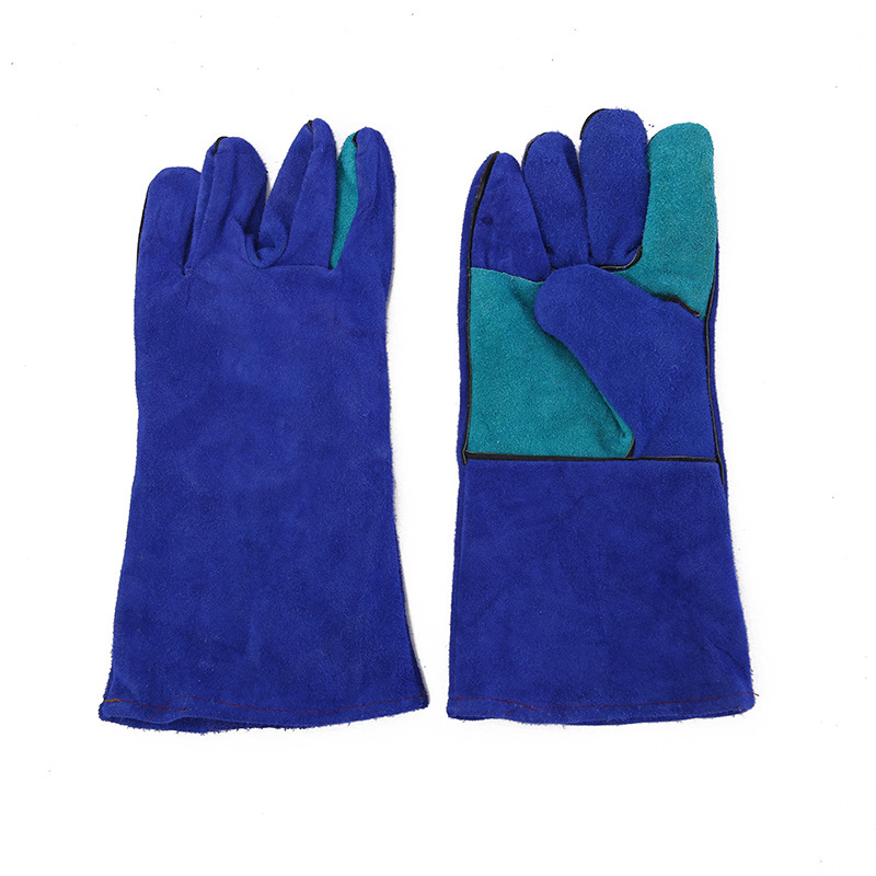 牛皮工作牛二层皮黄布黄皮劳保手套电焊工全掌驳掌手套厂家批发