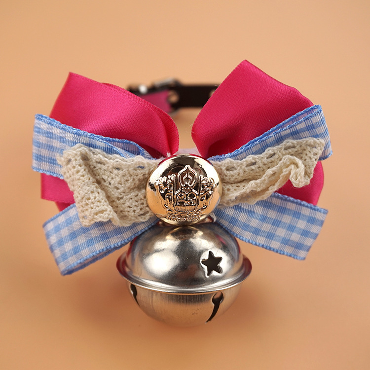 Boxed Pet Big Bell Bow Dog Collar Multi-Color Optional PU Leather Cat Collar Ornament in Stock Wholesale