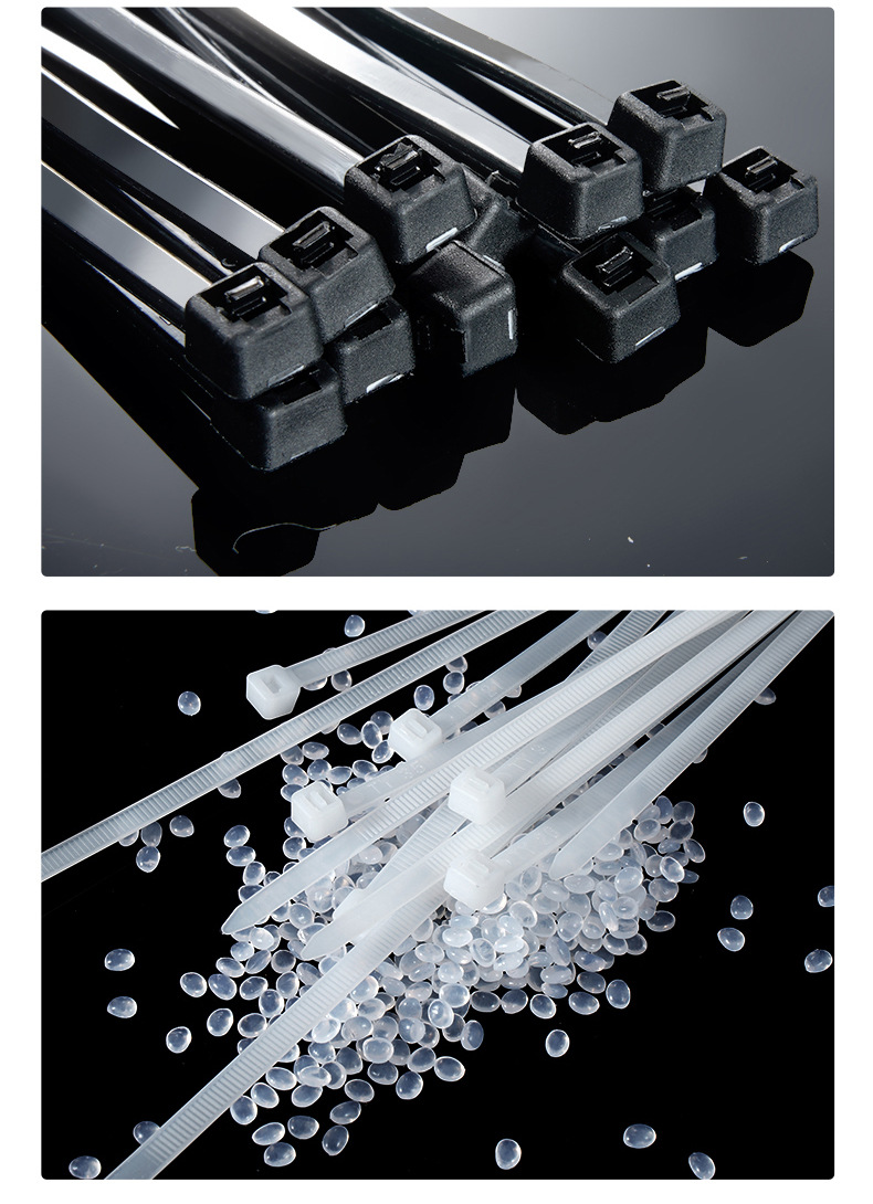 厂家自锁式尼龙扎带户外广告喷绘布用加粗电线扎带黑白色现货供应