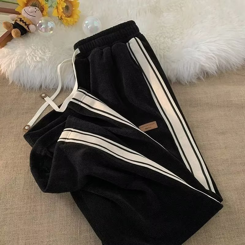 2023 Autumn and Winter Pants Boys Youth Loose Straight Sports Wide-Leg Pants Trendy Casual Pants