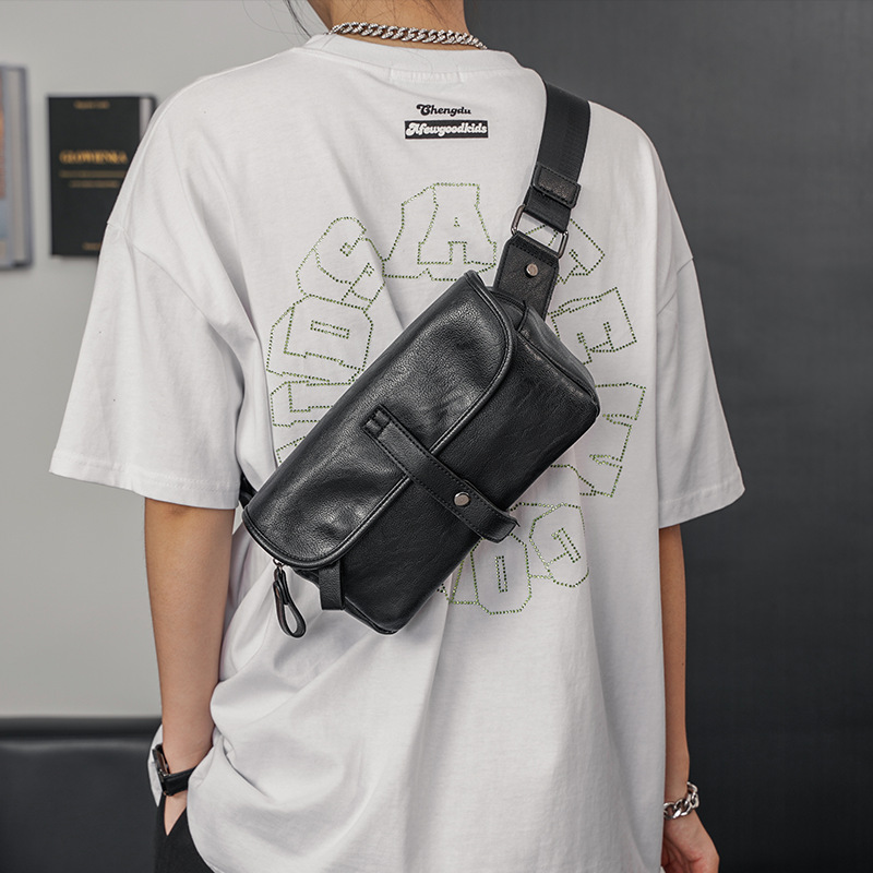 New Men's Fashion Messenger Bag Casual Pu Soft Leather Bag Horizontal Mobile Phone Bag Men's Shoulder Bag Waist Bag Chest Bag