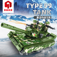 聚航89001-4军事M1A2虎式装甲坦克99A小颗粒越野拼装模型积木玩具