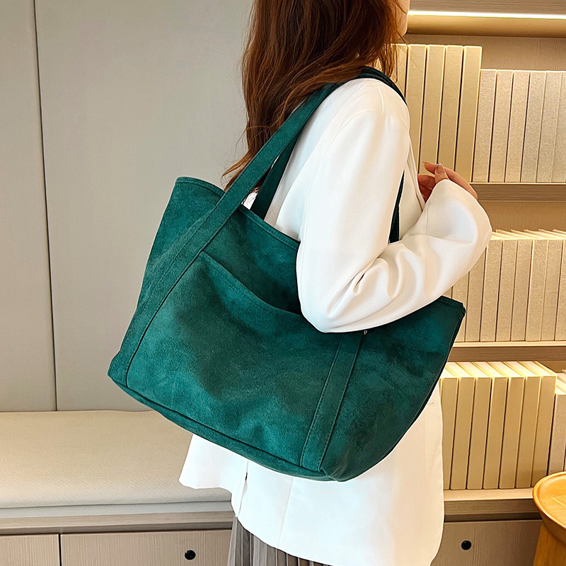 Tote Bag 2022 Autumn and Winter New Fashion European and American Simple Frosted Solid Color Single-Shoulder Bag Handbag Fashion Women's Bag