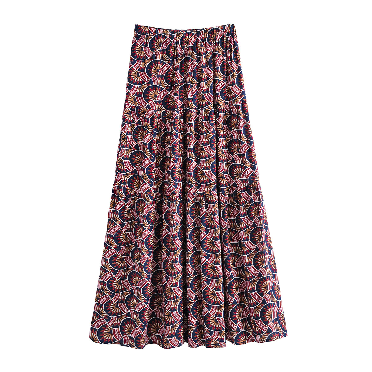 2021秋季外贸代发女装民族风印花三节半身裙-阿里巴巴