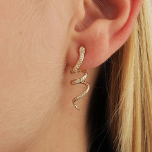 亚马逊跨境新款蛇形缠绕复古合金耳钉女 欧美时尚夸张动物耳环