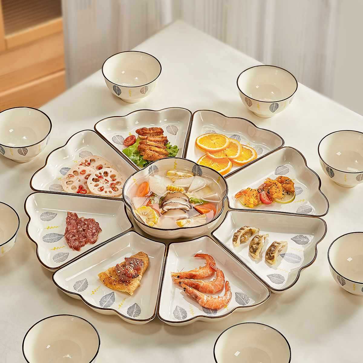 拼盘餐具组合盘子菜盘家用家庭碗碟套装团年夜饭圆桌2024团圆新款