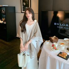 ByYou 春季新款高级感加厚斗篷针织开衫女外搭毛衣披肩外套