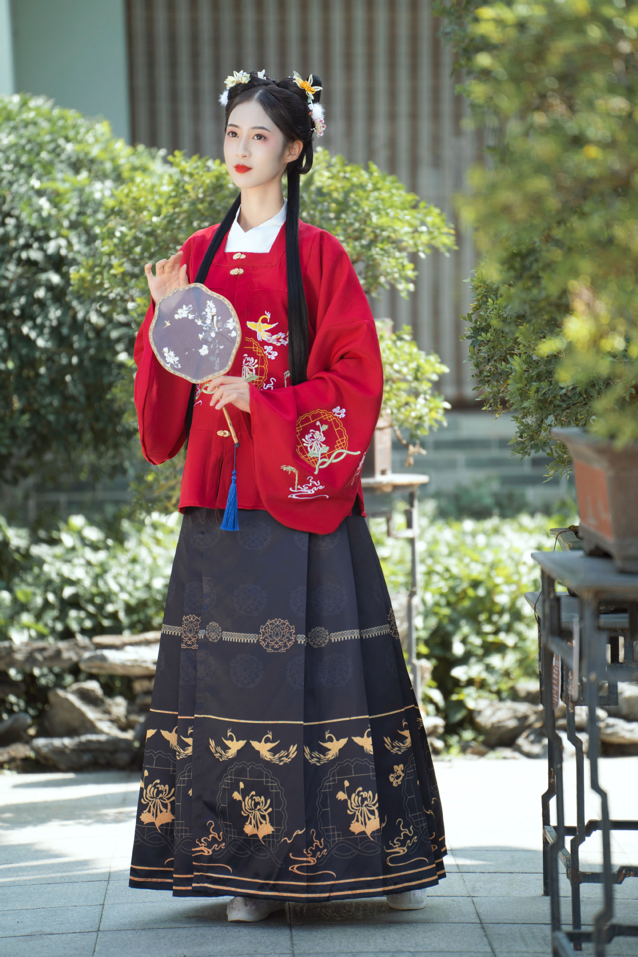 原创汉服月凤中国风女织金龙纹明制袄裙百褶裙春夏百褶裙