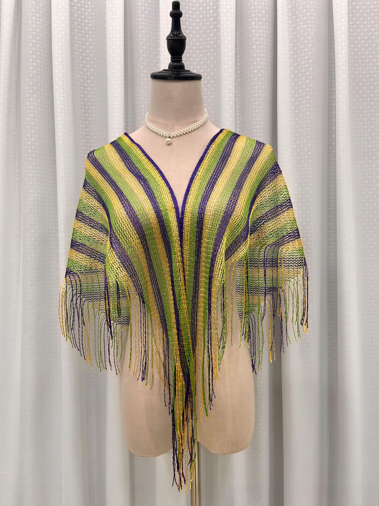 狂欢节金银丝带袖开叉披肩度假比基尼罩衫披风-阿里巴巴