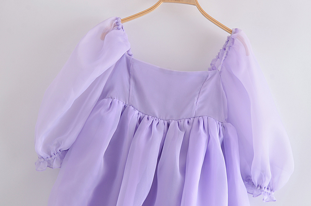 欧美批发2021秋季新款紫色欧根纱三层蛋糕裙仙女连衣裙r10-0484