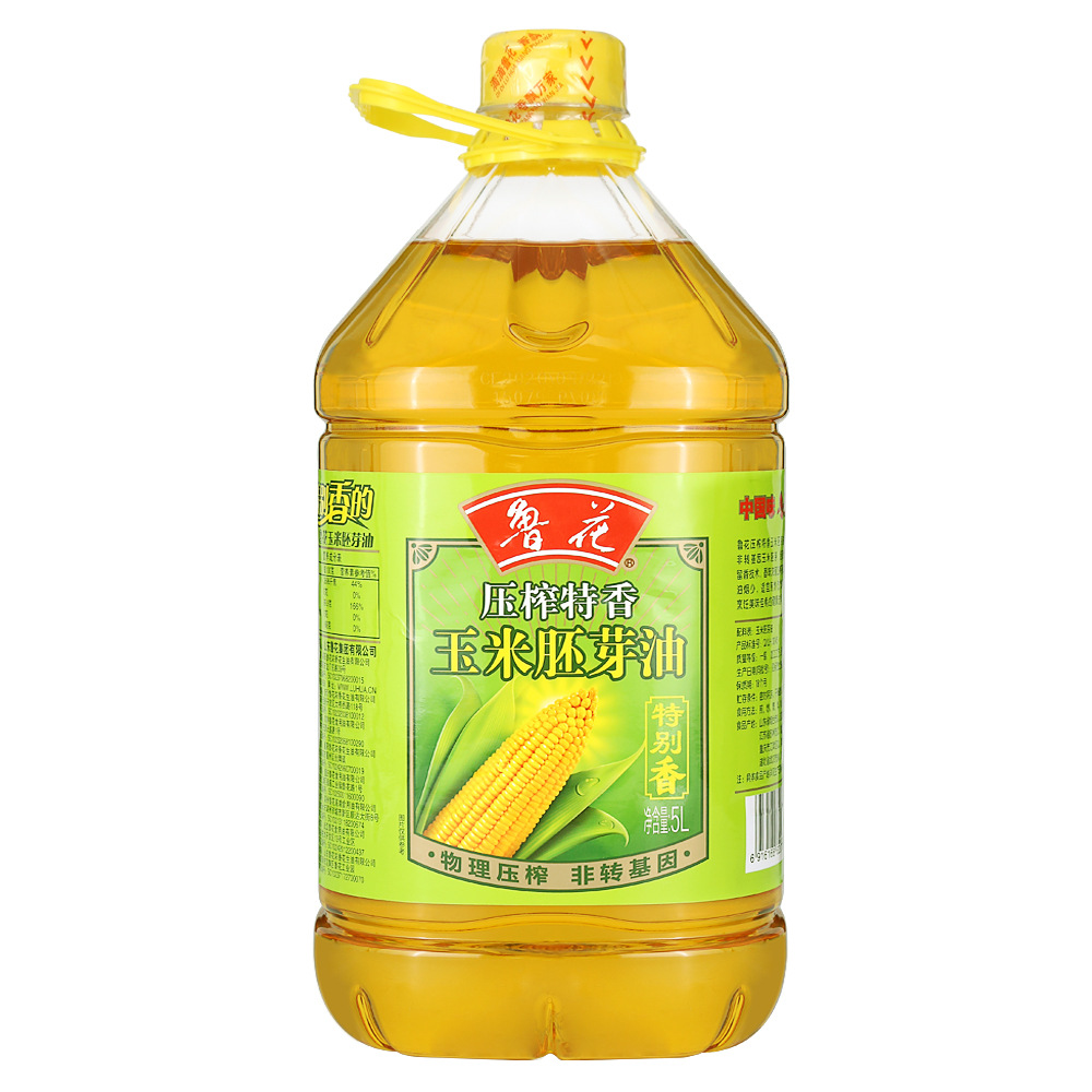 鲁花一级压榨特香玉米胚芽油5l桶装食用油家用炒菜用油非转基因油