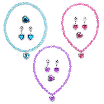 厂家现货冰雪奇缘爱莎公主女孩装扮饰品钻石项链手链戒指耳环套装