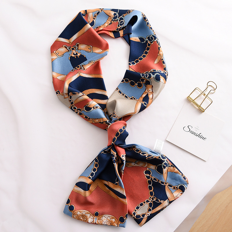 长条小丝巾春秋夏季薄款洋气时尚韩国百搭细窄围巾装饰懒人小领巾