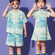 六一儿童表演服装男童汉服中国风山河女童旗袍舞蹈服上春山演出服