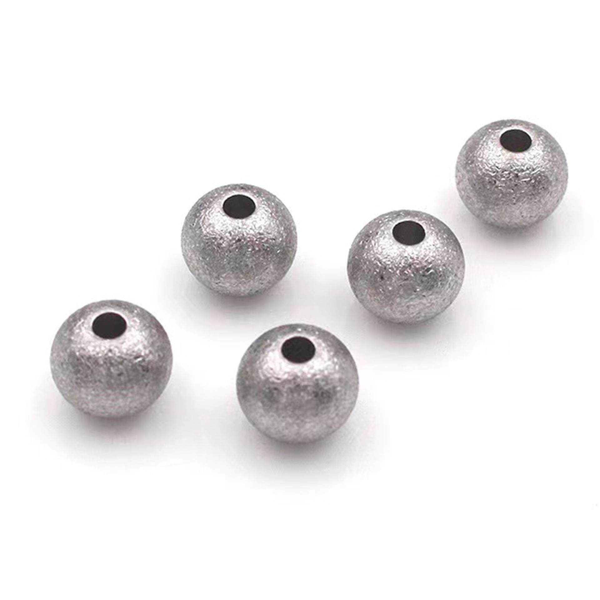不锈钢通孔磨砂珠 diy手链压砂穿孔珠 饰品配件磨纱钢珠 定位钢珠
