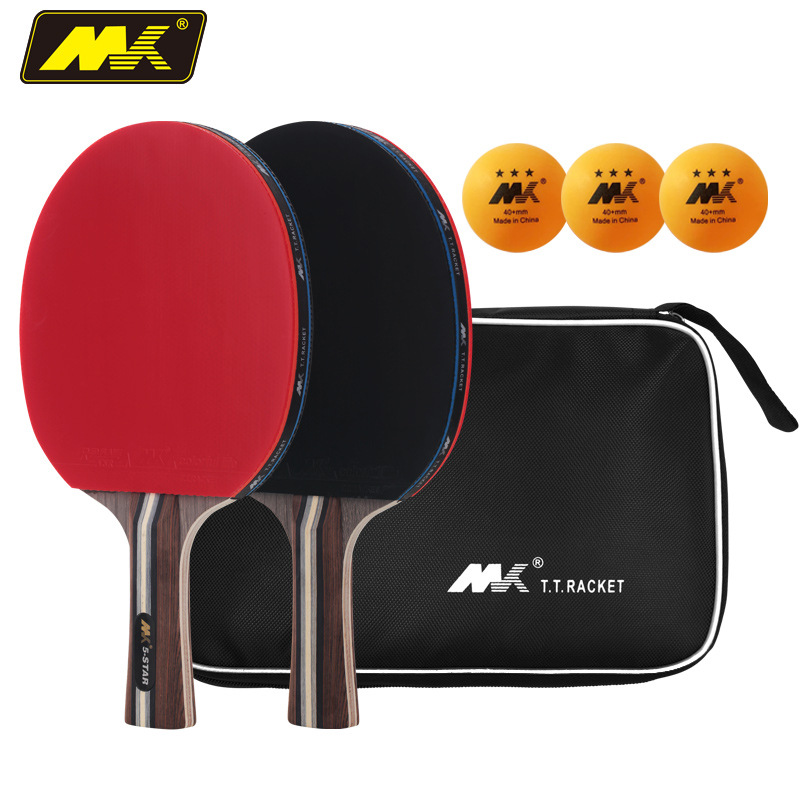 Factory Direct Sales Mk Table Tennis Rackets Finished Racket Double Shot Five 5 Star Shot Shakehand Grip Pen-Hold Grip Inverted Rubber on Both Sides Table Tennis Racket