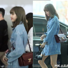 BLACKPINK明星lisa同款牛仔显瘦韩版长袖ins连衣裙外套牛仔女工厂