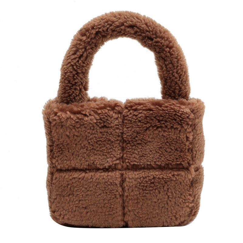 2022 New Winter Lamb Wool Women's Bag Minority Fashion Bucket Bag Versatile Korean Internet Celebrity Plush Hand-Carrying Bag