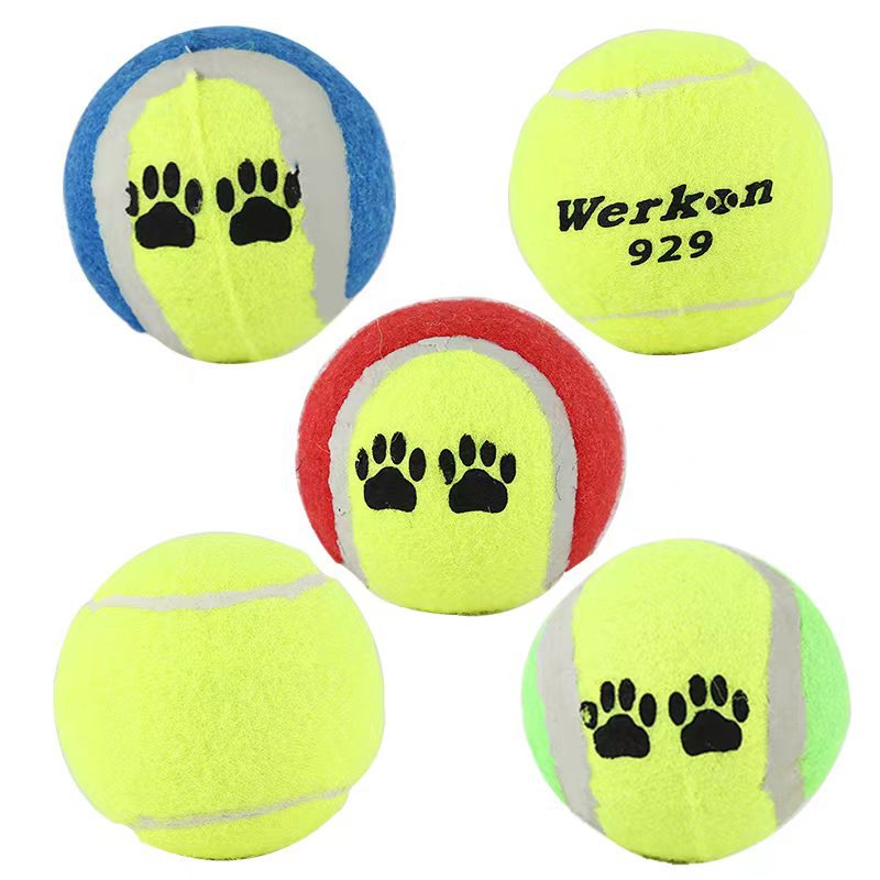 Pet Tennis Dog Cat Training Hard Bite Ball Footprints Ball Interactive Educational Toys