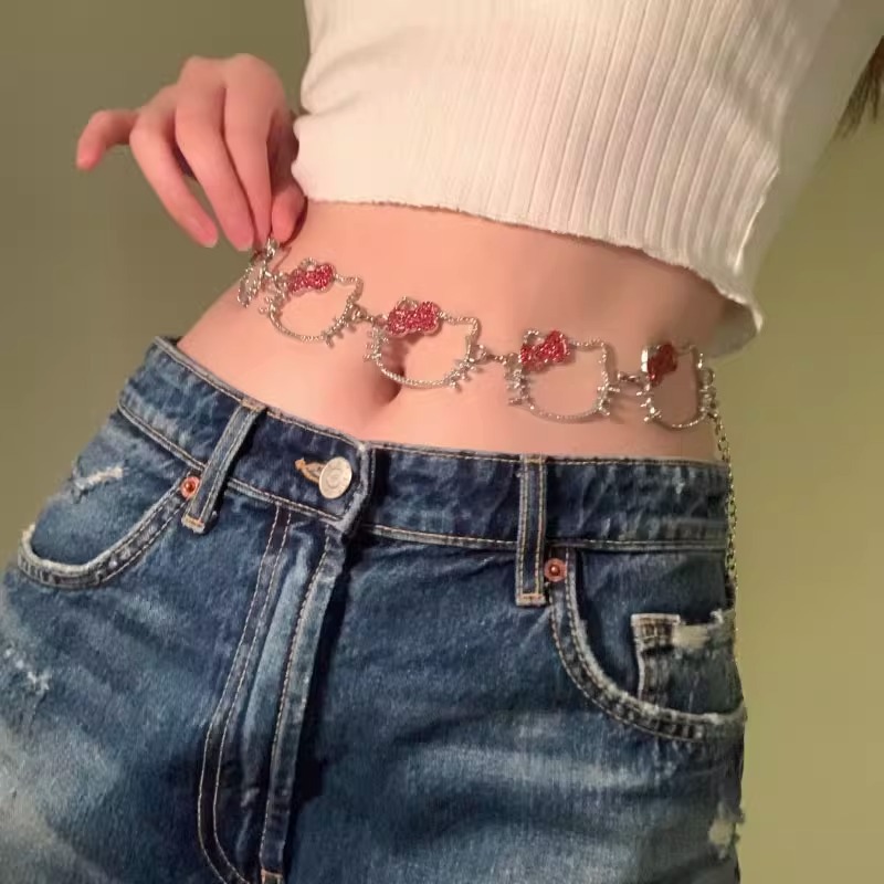 甜酷少女KT猫腰链千禧辣妹风高级小众设计百搭项链时尚通勤配饰品