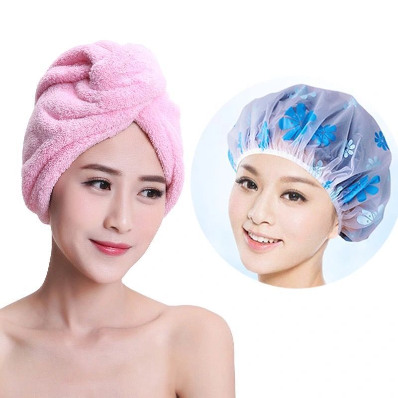 浴帽头套1-6个装防水浴室可爱淋浴洗澡帽女款加厚洗头帽防油烟帽