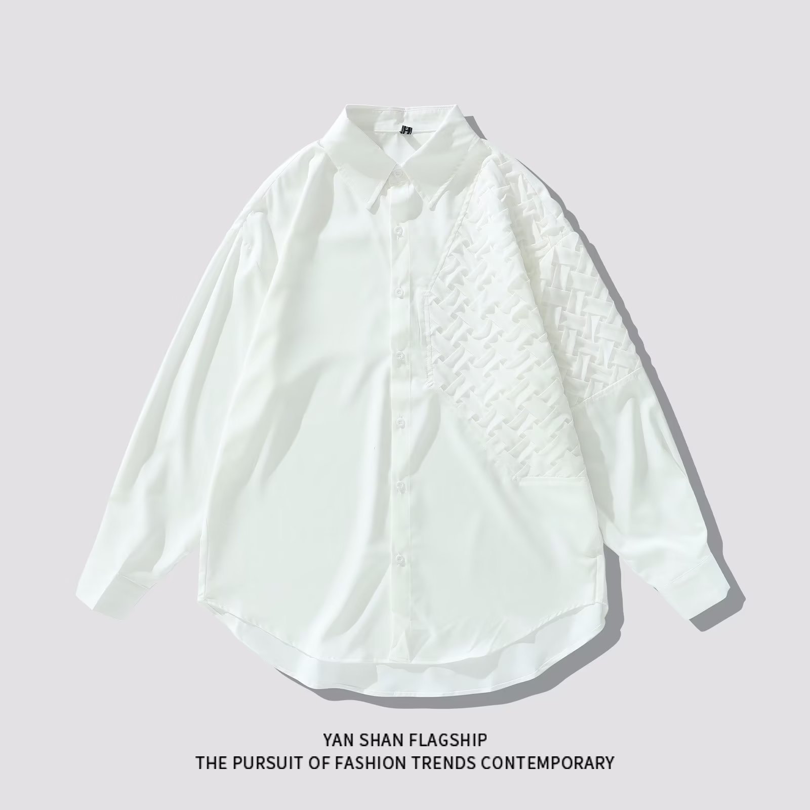 2022秋季新款冰丝雪纺衬衫男长袖春秋季白色寸衫外套男士休闲衬衣