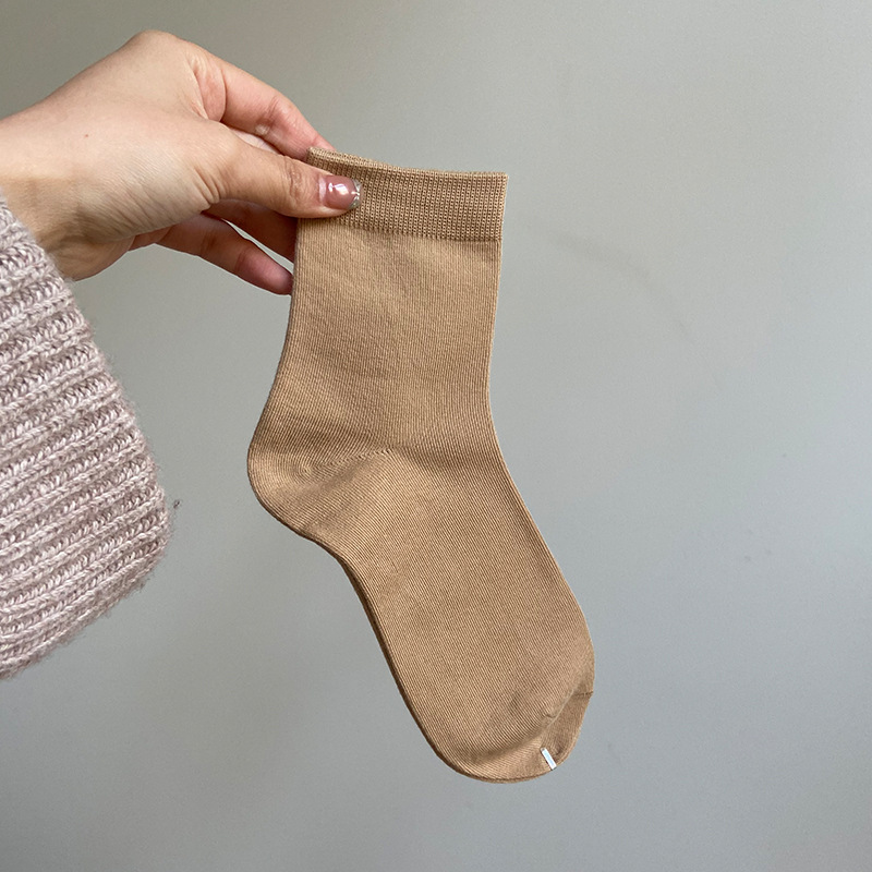 高档32支丝光棉袜子女新疆长绒春韩简约纯色中筒短四季盒装独立包