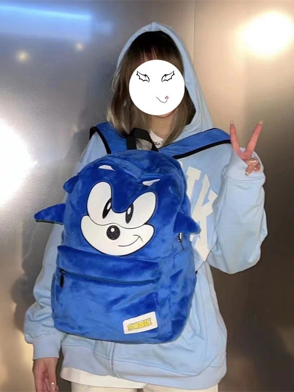 Naruks Sonic the Hedgehog Niche Homemade Sonic Shadow Black Hedgehog Mouse Plush Backpack Couple