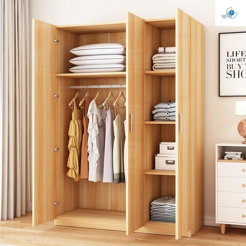衣橱出租房用组装挂衣柜推拉门简易实木衣柜家用卧室简易组装出租屋