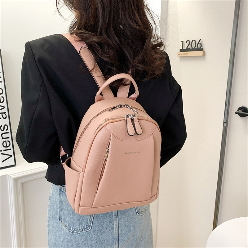 Backpack Women's Korean-Style 2023 New Fashionable All-Match Bag Cross-Border Foreign Trade Large Capacity Casual Lychee Pattern Backpack