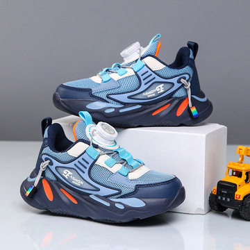 儿童鞋夏季旋转扣双网跑步男童运动鞋男孩网面鞋中大童跑鞋男童鞋