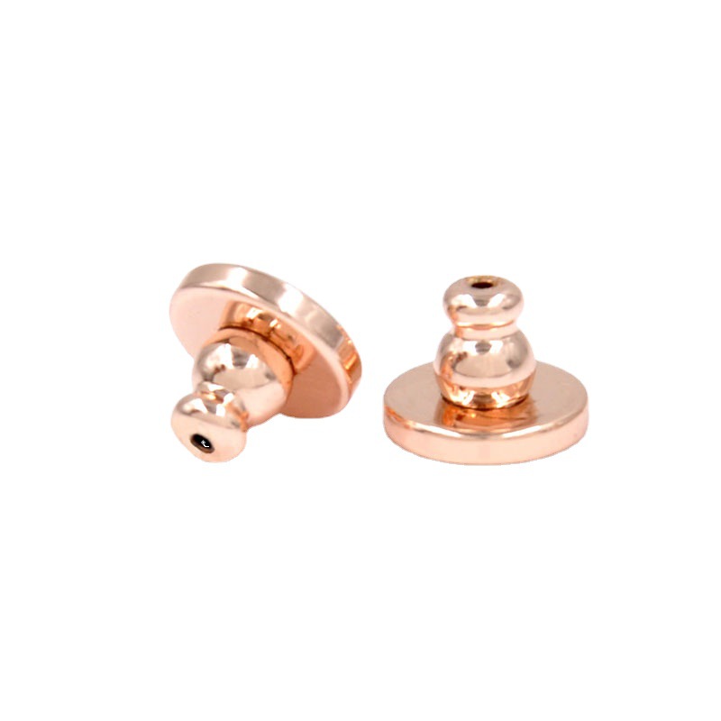 Copper Frisbee Earplug 18K Gold Plating Bullet UFO Metal Lathe Ear Studs Stick Earring Lettering Fixed Logo Ear Force