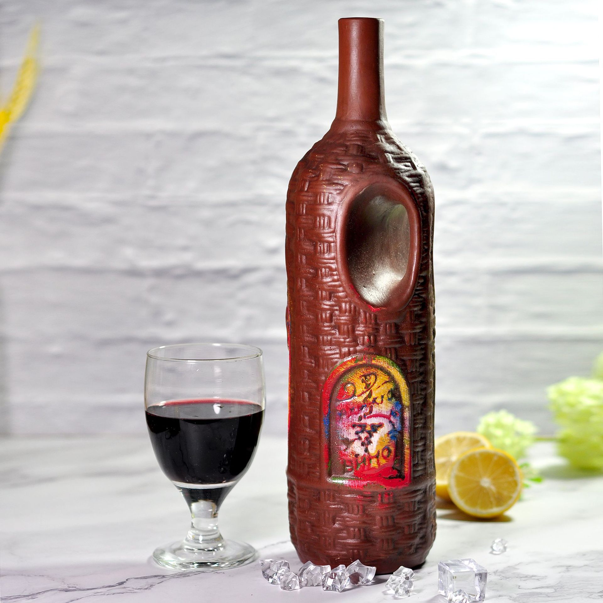俄罗斯进口摆件酒 格鲁吉亚彩陶红酒 陶罐红酒萨佩拉维俄罗斯红酒