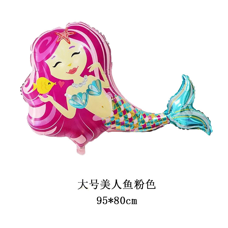 Mermaid Cartoon Aluminum Balloon Fish Tail Children's Birthday Party Scene Decoration Banquet Background Layout